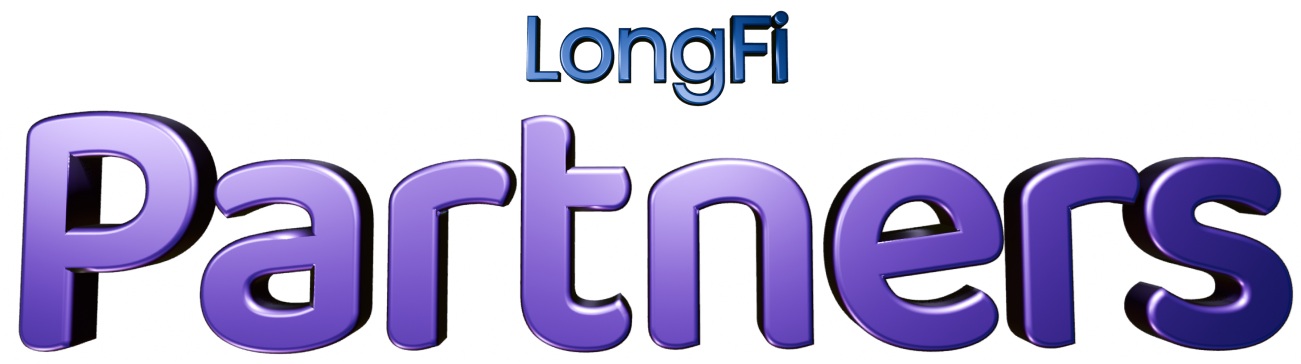 LongFi Partners logo in blue and purple gradient, 3D text spelling out the full program name.